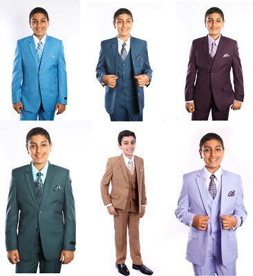 Boys 5 Piece Suit Kids Toddler Formal Dress Ring Bearer Suits With Shirt & Tie