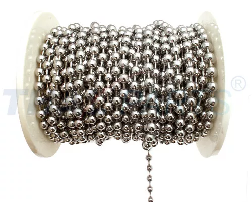 Cadena esférica de 20 m 8,0 mm rodillo sin fin plata