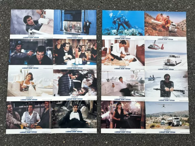 Set Of 16 “LICENCE TO KILL” German Uncut Movie Lobby Cards 1989 JAMES BOND 007