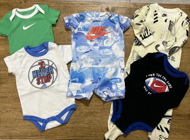 Nike Adidas Lot Of 5 Boy’s Clothes Bodysuit Coverall 6-9 Months Romper