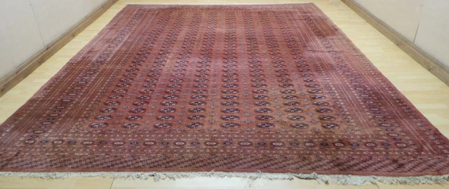 Large CARPET RUG Hand Made Living Room VINTAGE BOKHARA WOOL 11ft 8" x 9ft 5"