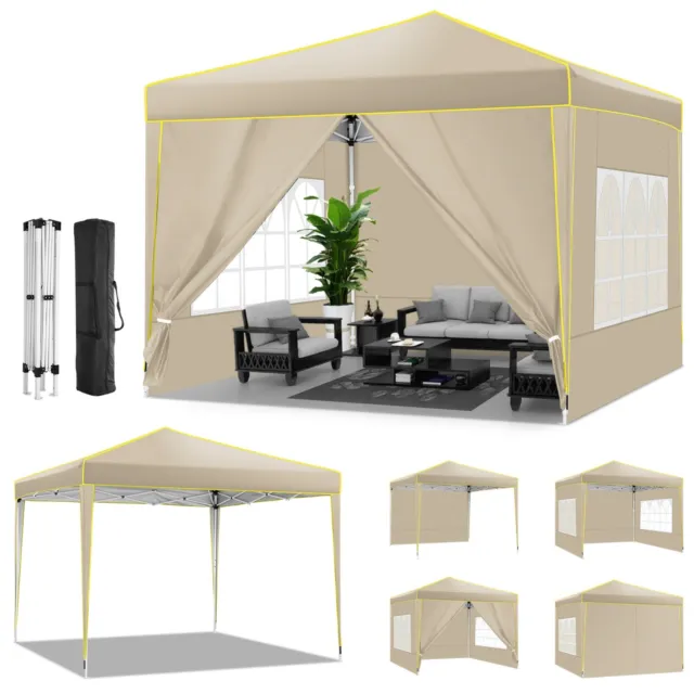 Pavillon 3x3m PopUp Faltpavillon Wasserdicht UV Gartenzelt mit Seitenteilen Zelt