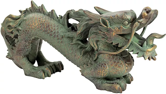 Dragon Of The Great Wall Garden Statue Chinese Traditional Oriental Bronze Med 2