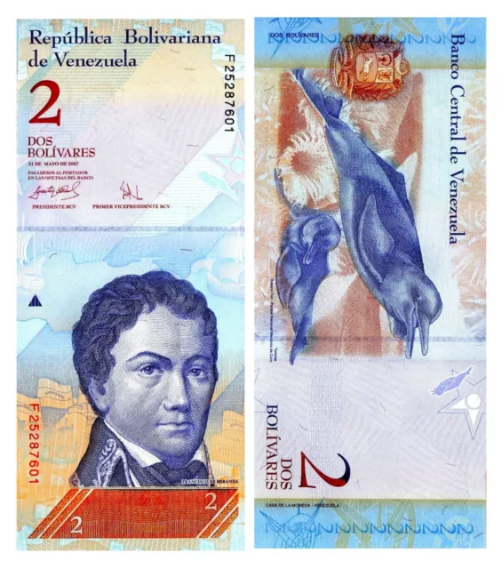Venezuela 2 Bolivar Billets de Banque Unz 2013 Paper Money Unc. Le Grand