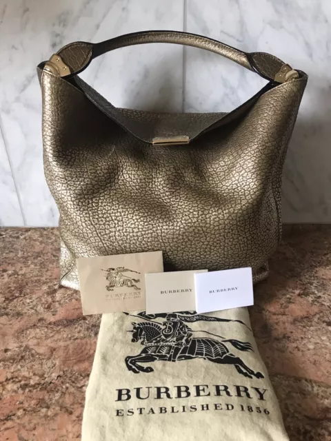 Genuine Burberry Large Grain Leather Hobo Handbag + Dust bag Excellent Condition