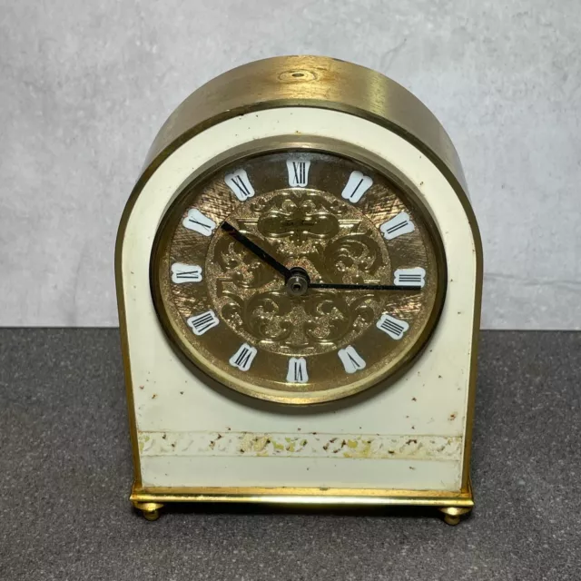Vintage Seth Thomas Brass Carriage Mantle Clock | Battery Operated | Gold Retro