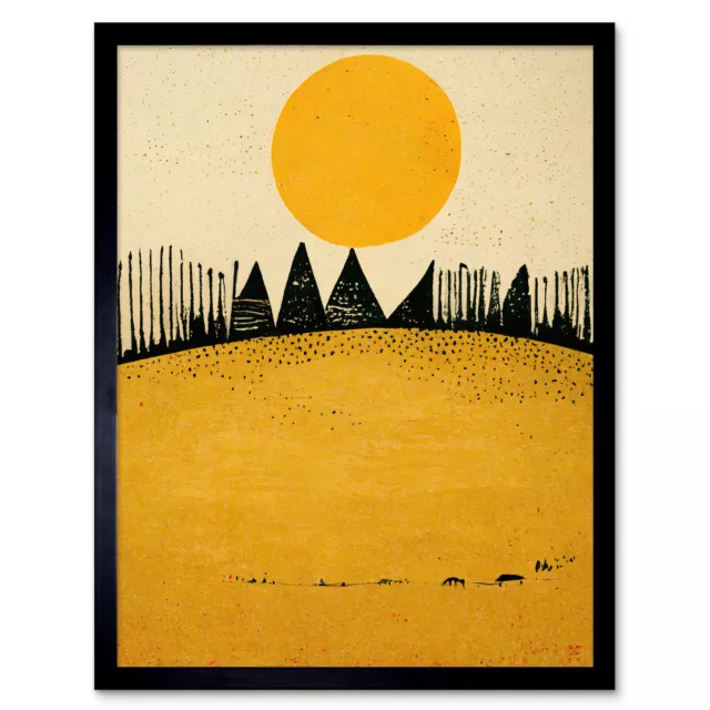 Minimalist Tribal Abstract Desert Yellow Painting Art Print Framed Poster 12x16