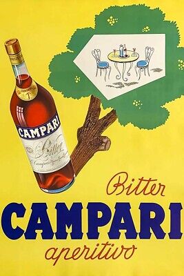 Poster Manifesto Locandina Pubblicitaria Vintage Aperitivo Liquori Campari Bar