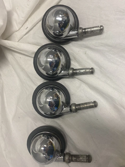 Vintage Shepherd Chrome Ball Casters Wheels Mid-Century Modern (4)
