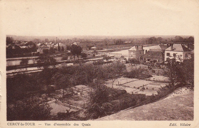 CERCY-LA-TOUR vue des quais éd vilaire timbrée 1939