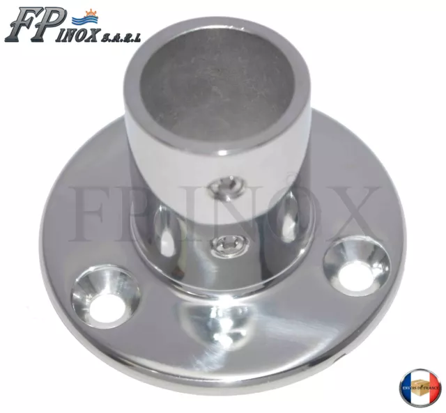 Embase / Platine Ronde 25mm De Luxe Droite 90° inox 316 - A4 --