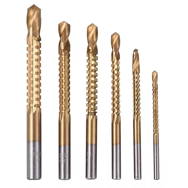 6Pcs Titanium Drill Saw Bit Set, HSS Serrated Bit Hole Drilling, 3-8mm Carphyy