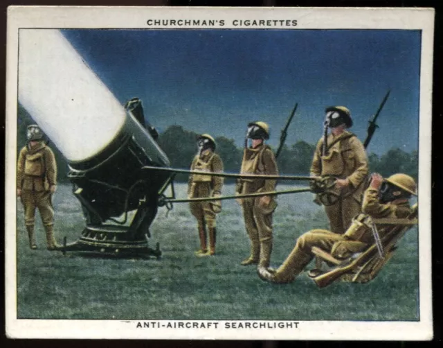 Tobacco Card, Churchman, AIR-RAID PRECAUTIONS,1938,Anti Aircraft Searchlight,#45