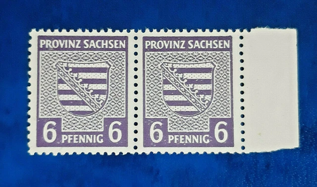 Briefmarken SBZ Provinz Sachsen 2x 6 Pfennig GEPRÜFT Ströh Mi.Nr. 76 Yc (16445)