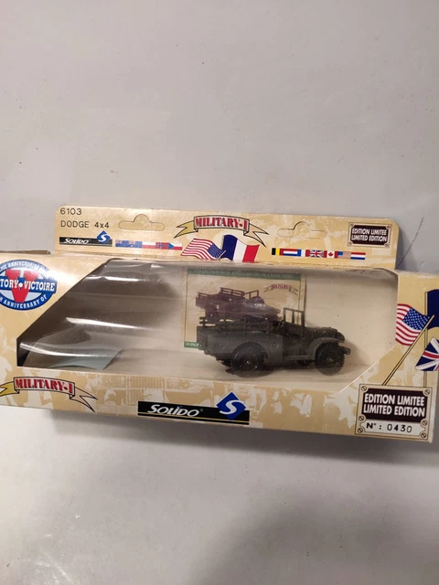 Miniature Solido DODGE 4X4 + Cuisine - Échelle 1/50, Militaire, état Parfait Avec Boîte