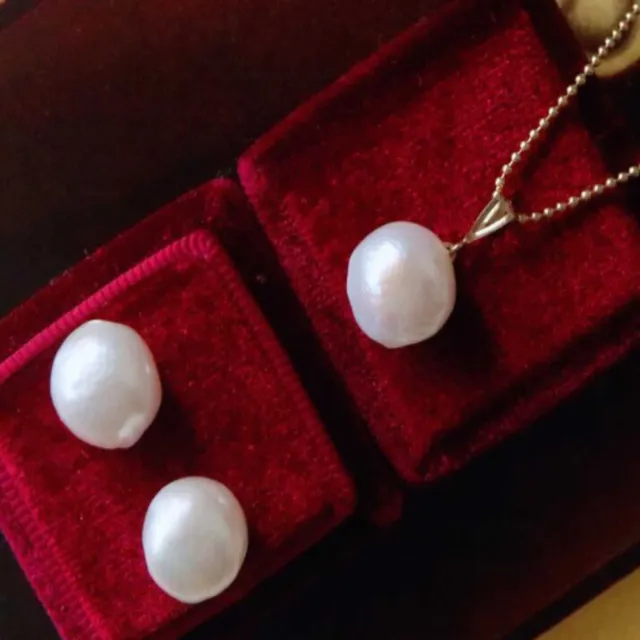 11-12mm Fashion White round fresh water Pearl Earrings pendant Charms Reiki