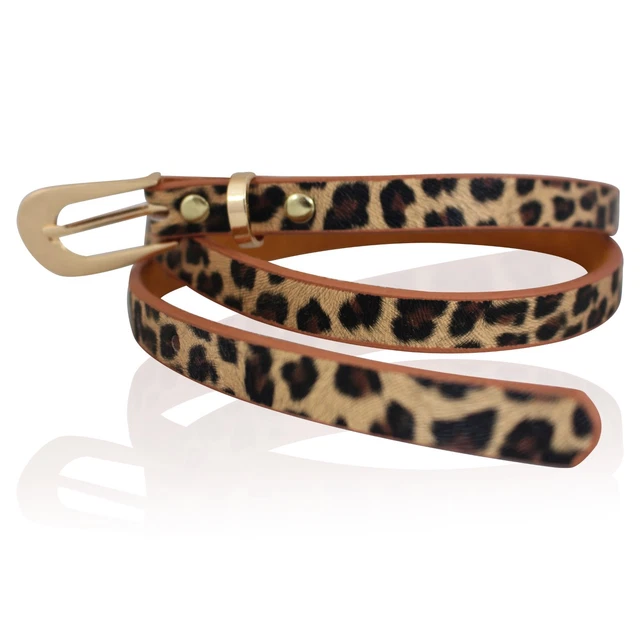 Childrens Real Leather Skinny Belts Girls Belts Kids Leopard Print Belt Lb03