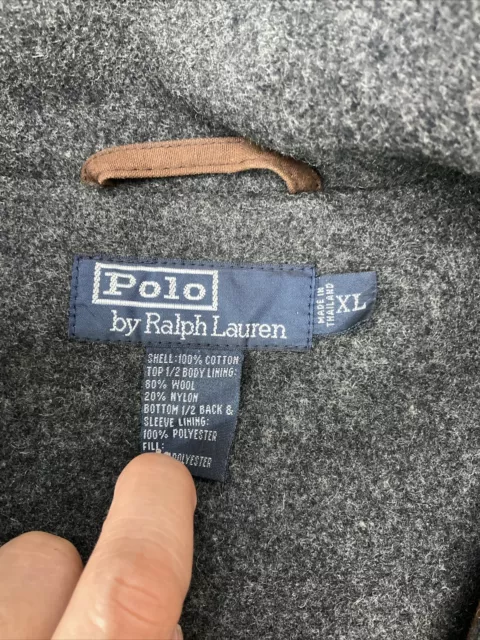 VINTAGE POLO RALPH Lauren Jacket Waxed Oil Cloth Wool Lined Field Chore ...