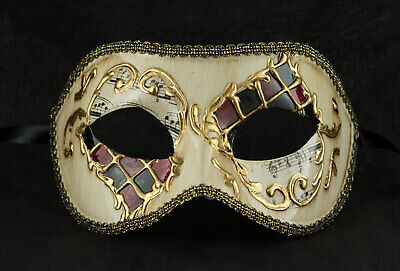 Mask Carnival from Venice Colombine Mosaic Black Red Golden Prom Party 791 V60