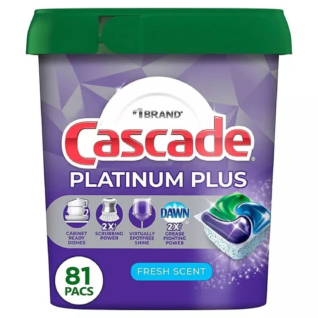 CASCADE PLATINUM PLUS ActionPacs Dishwasher Detergent Pods, Fresh Scent