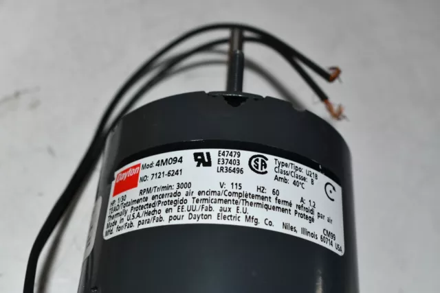 NEW DAYTON 71216241M HVAC Motor: Totally Enclosed Air-Over, 1/30 HP, 3,000 Namep 2