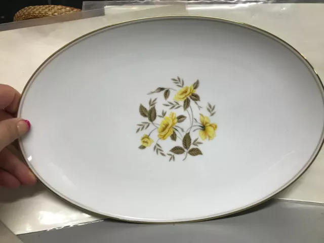 Vintage RC Japan Fine China #212 Yellow Flowers Serving Platter 12.25" NOS