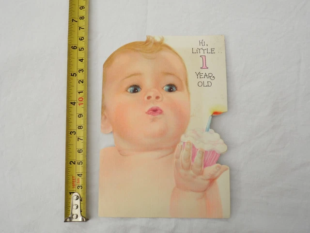 USED vintage 1960s 1st BIRTHDAY HALLMARK greeting card scrapbook