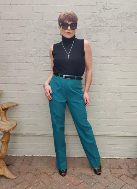 1970's Vintage Green High Waisted Trousers, By Keynote , In A Size 8/10.