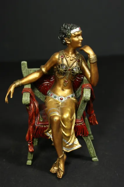 Vienna Bronze Statue, Arab Woman in a Curcule Chair, Polychrome Cold Painted