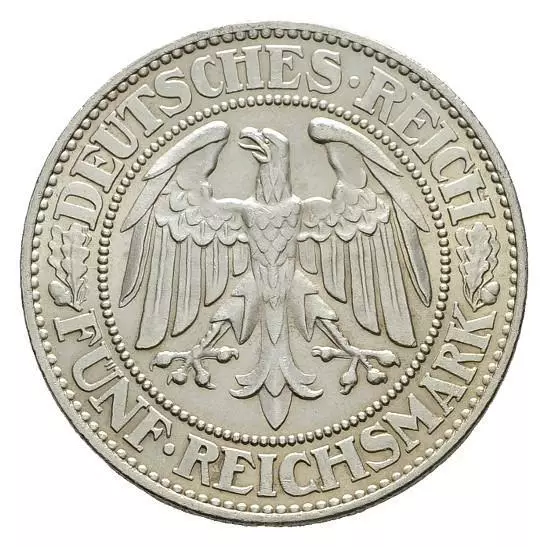 Linnartz WEIMAR 5 Reichsmark 1928 F Eichbaum Vs. Kl. Schrtlf. Sonst Vorzüglich+ 2