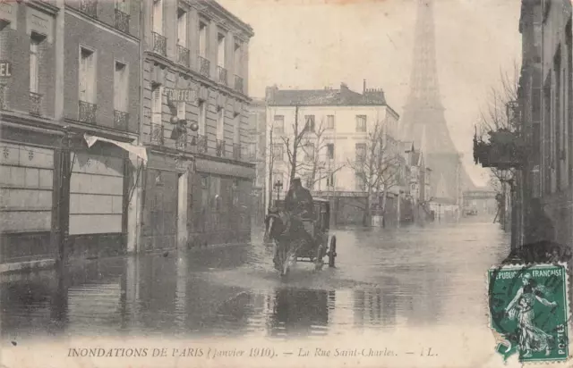 75 - Paris - Inondations 1910 crue de la seine - rue Saint Charles  80352