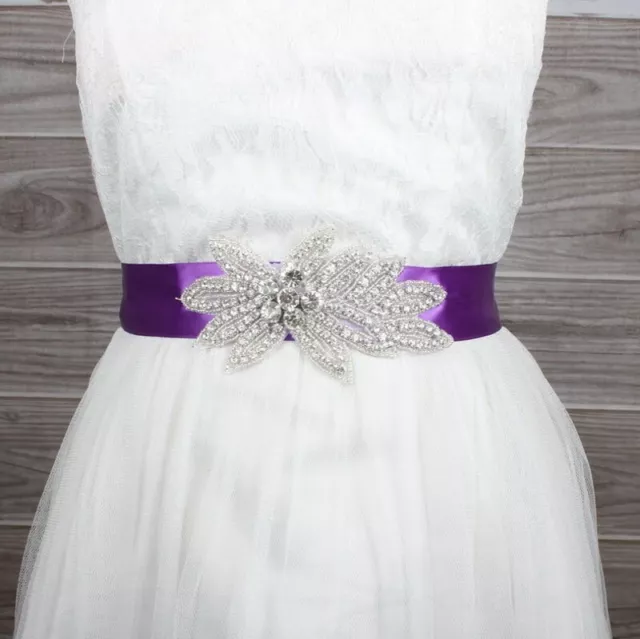 Crystal Flower Rhinestone Belt Bridal Wedding Bridesmaid Dress Sash Waist Belt