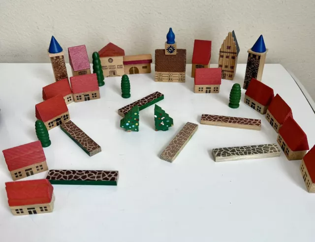 28 Vintage Putz Wood Miniature House Tree  Train Christmas Farm Village Germany