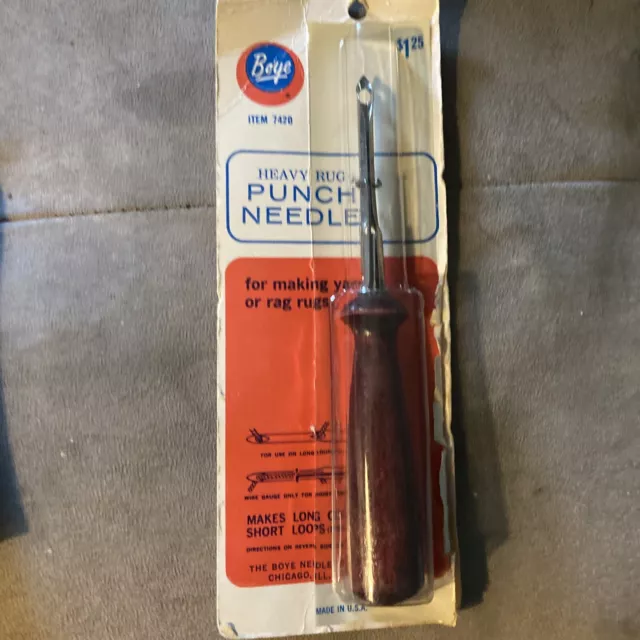 Boye Vintage Heavy Rug Punch Needle Wood Handle Item 7420 Made In USA