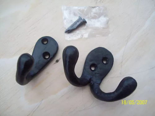 Black Antique Cast Iron Single Double Robe Coat Hooks