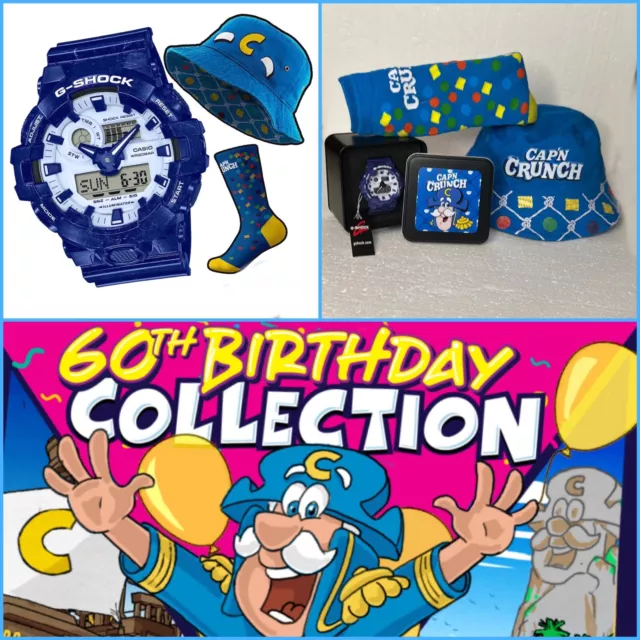 Cap’n Crunch Casio G-Shock Blue and White Pottery Watch  + Bucket Hat + ￼Socks