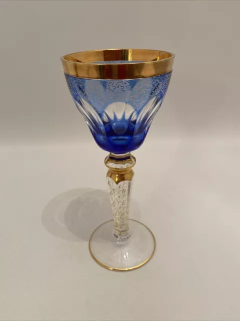 1 Weingläser / Römer / Prunkglas Steiner & Vogel - Überfang Stengelglas Blau