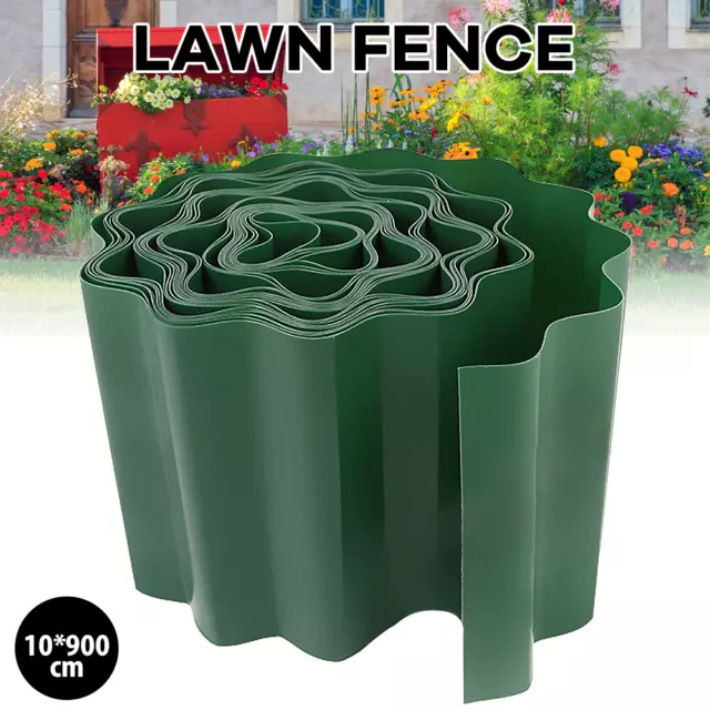 9M Garden Lawn Edging Green Plastic Wave Landscape Edging Flower Bed Border 10cm