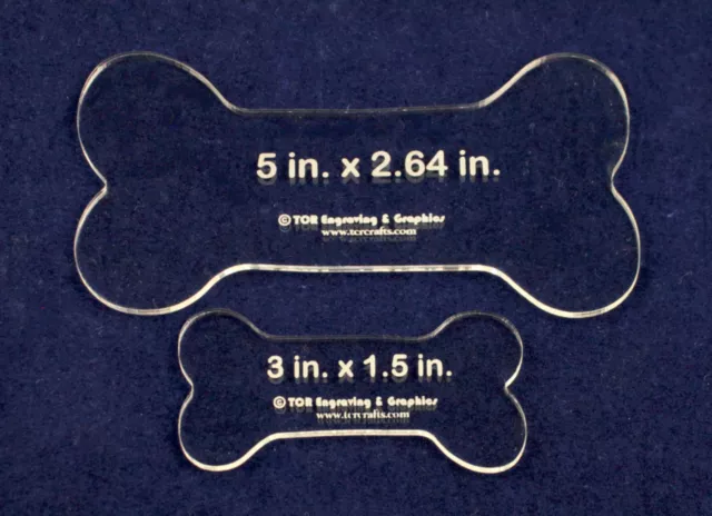 Dog Bone Quilting Templates - 2 Piece Set - 1/4" Clear Acrylic Sew/Applique