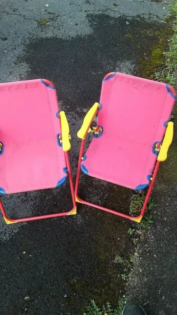 Vintage Small Foldable Picnic child doll beach chairs- PAIR Camping BBQ