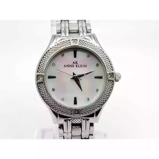 Anne Klein Watch Women New Battery 29mm Silver Tone MOP Dial