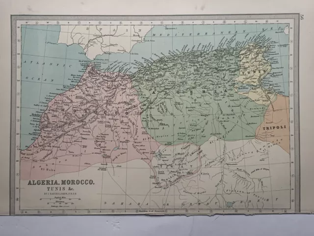 1885 North Africa Original Antique Map by John Bartholomew & George Philip