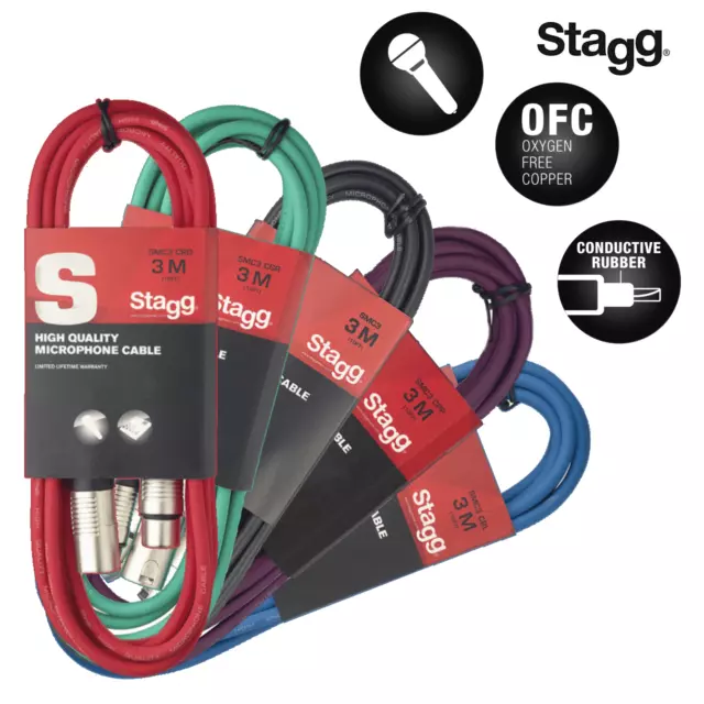 Stagg 3M XLR Cables Male to Female Microphone & Audio Signal Lead