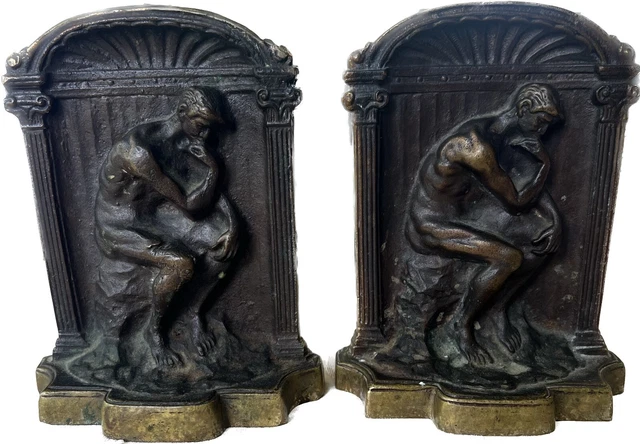 Solid Bronze Antique  "The Thinker" Bookends beautiful patina