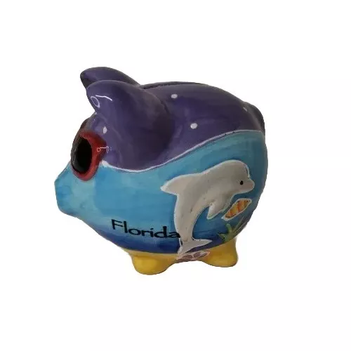 Florida Decorated Piggy Bank. Painted Pig Coin Bank