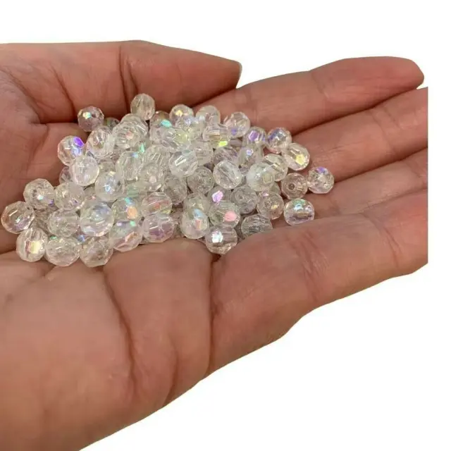 Crystal AB Clear ,Faceted Plastic Beads Small size, 6 x 5 mm 15g, 150 pack AB4