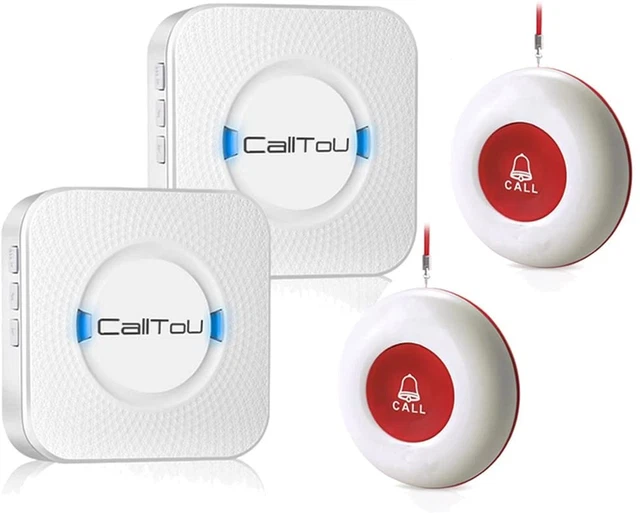 Wireless Caregiver Pager Smart Call System 2 SOS Call Buttons/Transmitters 2 Rec