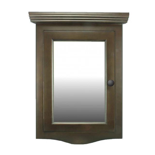 Dark Oak Wall Mount Bathroom Medicine Cabinet Corner With Mirror