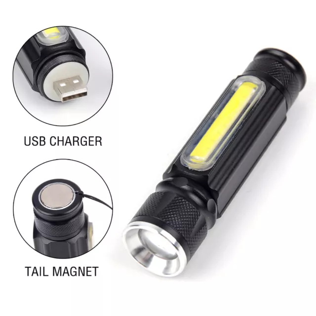 Hot Magnetic Led Torch USB Rechargeable Super Bright Powerful Zoomable 3800LM 2