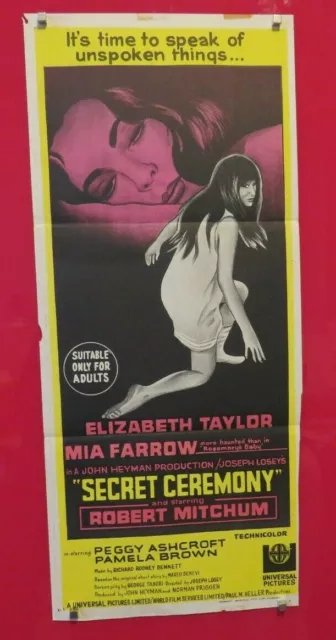 SECRET CEREMONY ORIGINAL 1968 CINEMA DAYBILL FILM MOVIE POSTER Elizabeth Taylor